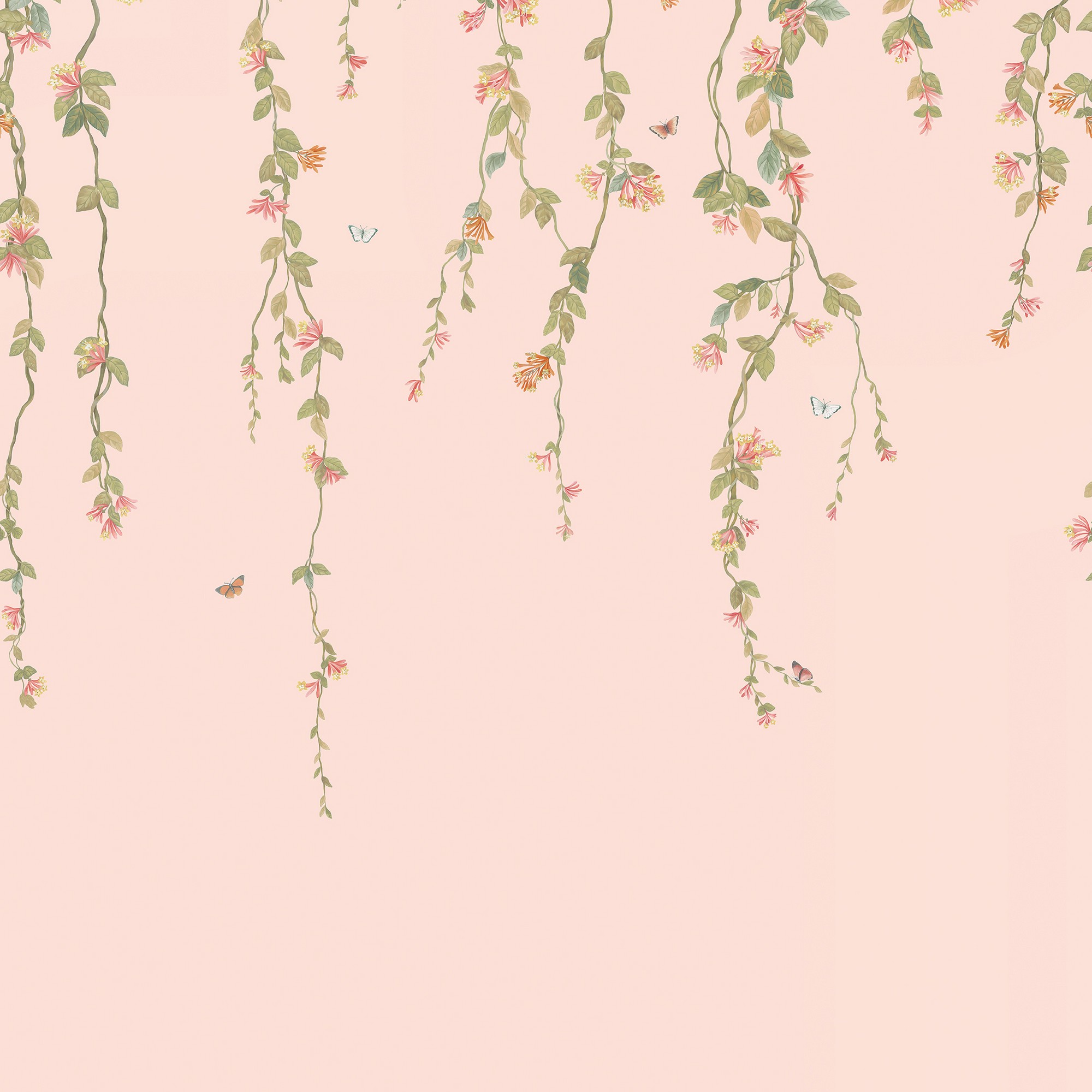 Hummingbirds Flora Wallpaper Panel 1242009 By Cole Son In Tangerine Olive Blush